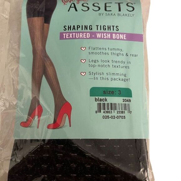 Women's Black Textured Wish Bone Shaping Tights Size 3 With Support - Picture 1 of 4